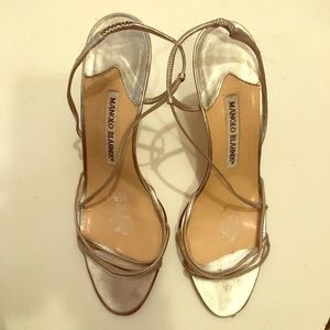 Manolo Blahnik Silver Strappy Heels